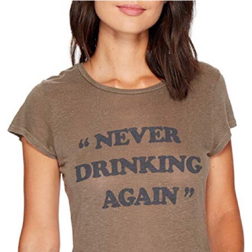URBAN OUTFITTERS Project Social T Never Drinking Again Linen Blend Tee Sz S NWOT